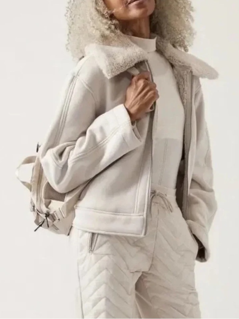 Athleta Westbound Sherpa Fleece Jacket Full Zip Size M